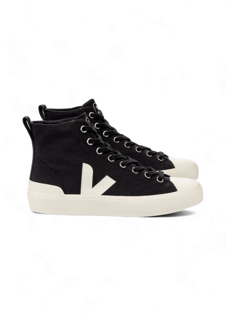 Baskets montantes en coton bio | noir "wata ii canvas black pierre" - Veja