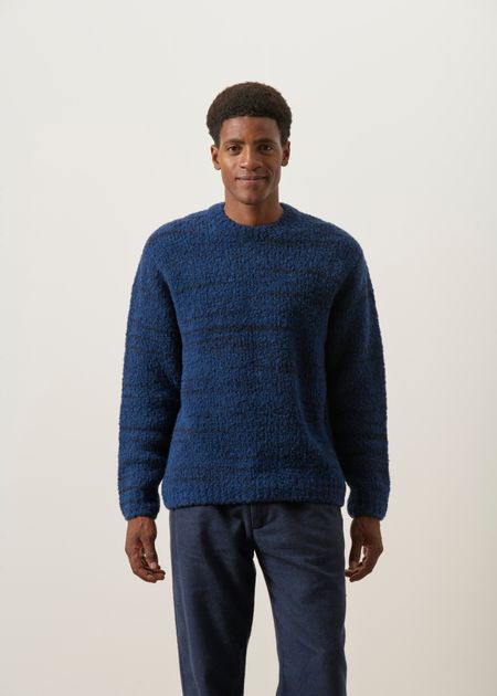 Pull en laine certifiée | bleu "Gurra boucle sweater - multi" - Nudie Jeans