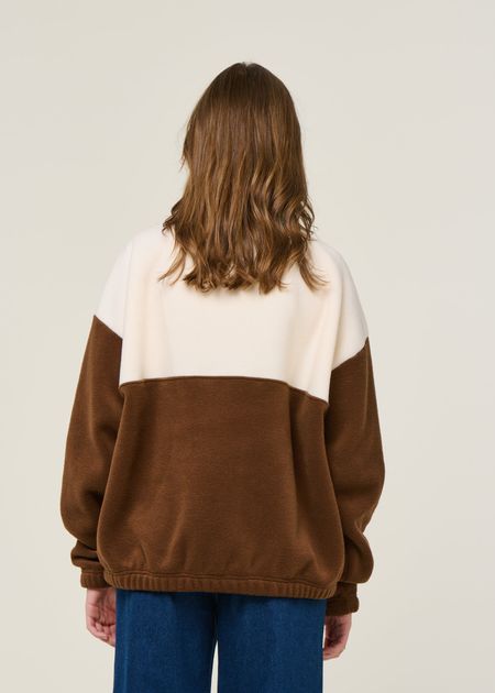 Fleece-Sweatshirt aus recyceltem Material | Ecru/Schokobraun "sven", émoi émoi, Foto 3