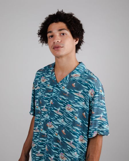 Chemisette en ecovero | multicolore "peanuts coast aloha shirt ocean blue", Brava Fabrics, photo 5