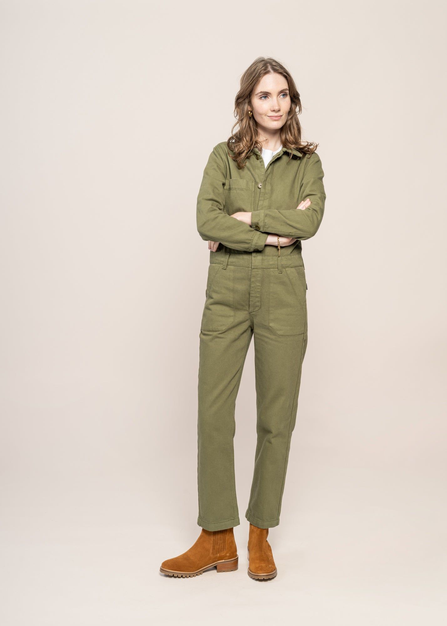 Combinaison en coton bio | verte "cotton twill boiler suit green", Brava Fabrics, photo 5
