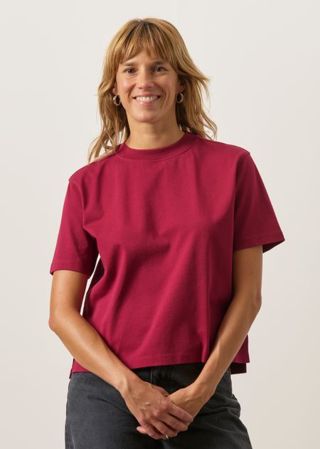 T-shirt boxy en coton bio | framboise  - WeDressFair