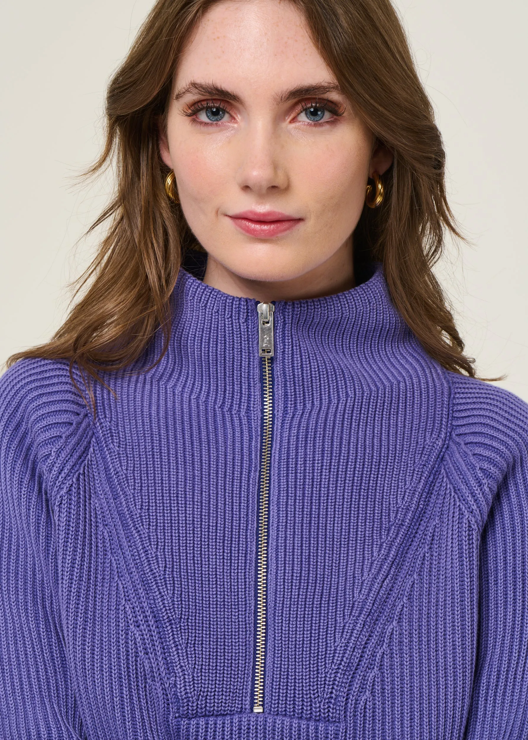 Pull col camionneur en coton bio | violet "ronyiaas gmt dye - indigo lilac", Armedangels, photo 2