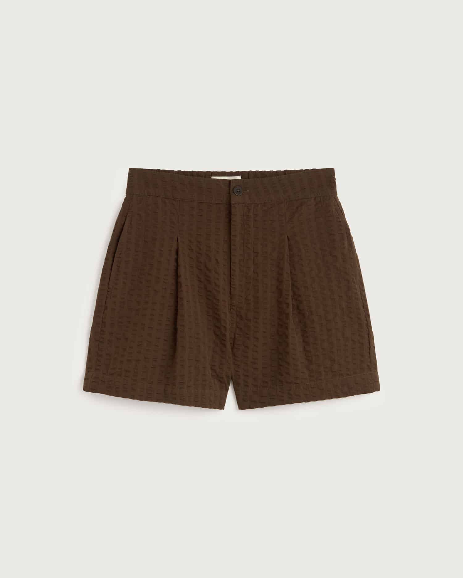Seersucker-Shorts aus Bio-Baumwolle | Braun "wood seersucker narciso shorts - brown", Thinking Mu, Foto 6