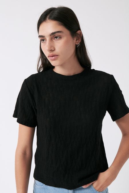 Strukturiertes T-Shirt aus Bio-Baumwolle | schwarz "Midnight t-shirt - black", AMT Studio, Foto 3