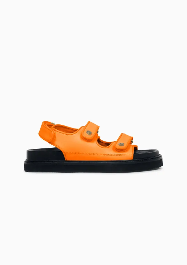 Sandales oranges en cuir vegan - je m'en fous tangerine, Feners