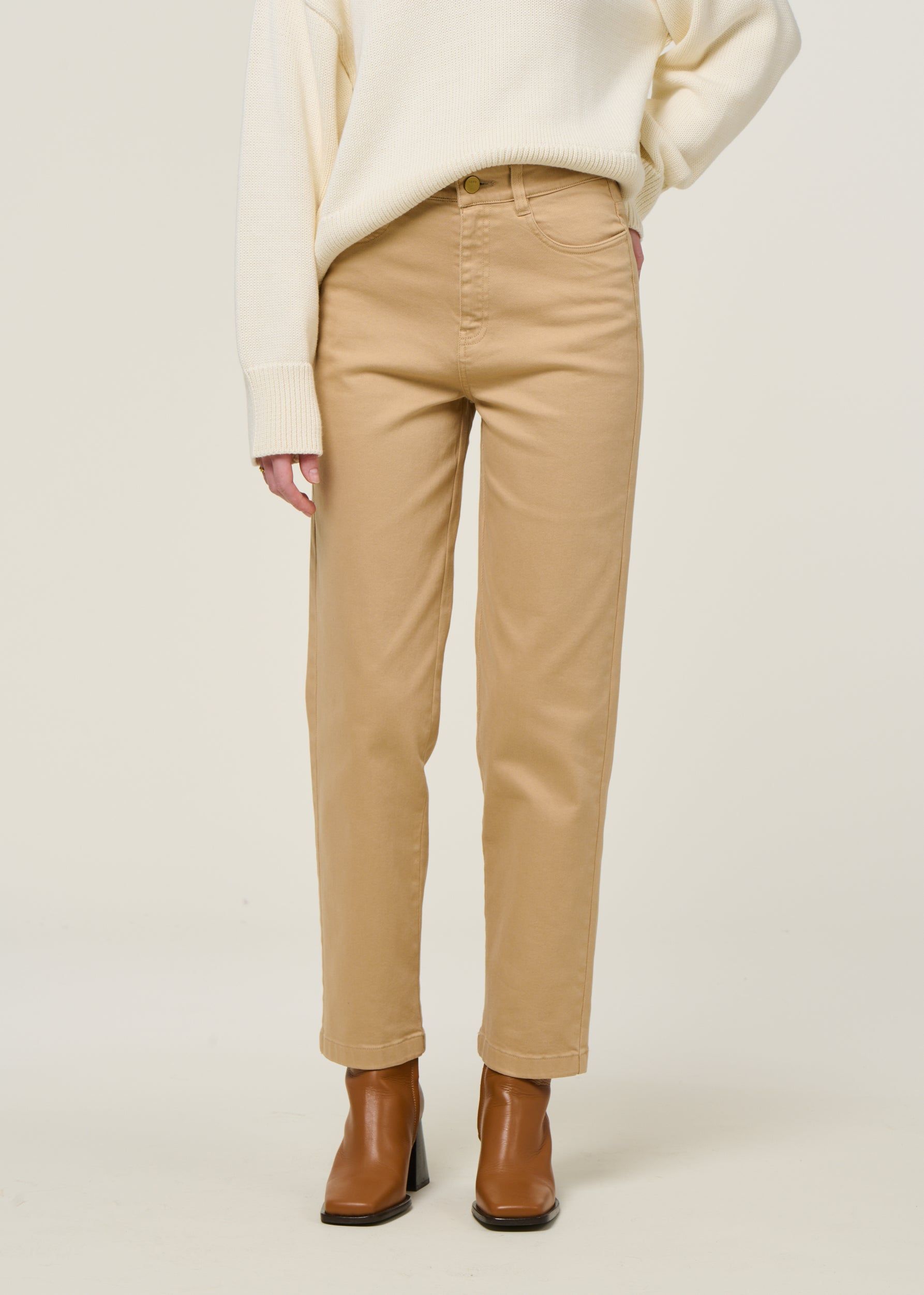 Hose mit geradem Schnitt aus Bio-Baumwolle | Beige "ibia", SKFK, Foto 3