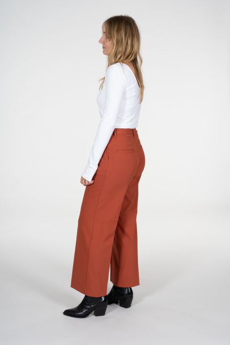 Pantalon large orange en matière recyclée et ecovero - posey, Knowledge Cotton Apparel, photo 5