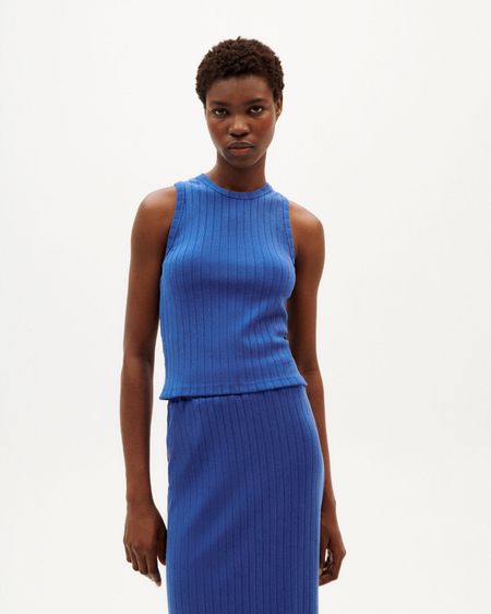 Débardeur bleu en ecovero et coton recyclé - royal blue trash turkana top