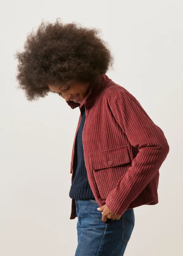 Veste velours en coton bio | bordeaux "Mahogany corduroy delia jacket - brown", Thinking Mu