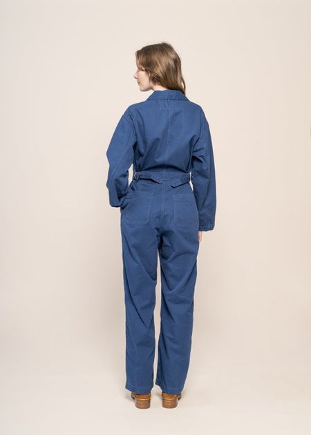Combinaison worker en coton bio | bleu "ella herringbone boilersuit blue" - Nudie Jeans