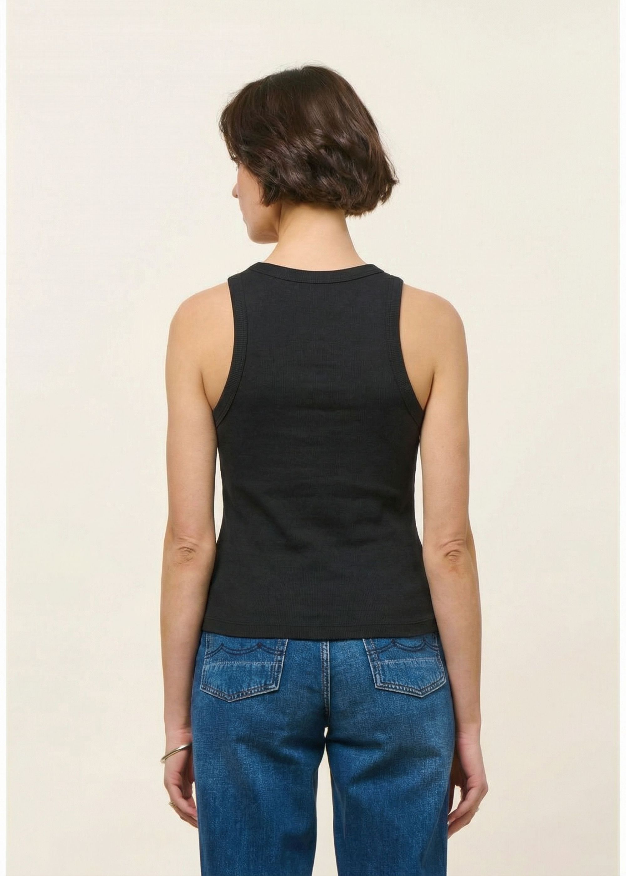 Débardeur côtelé en coton bio | noir, WeDressFair, photo 4