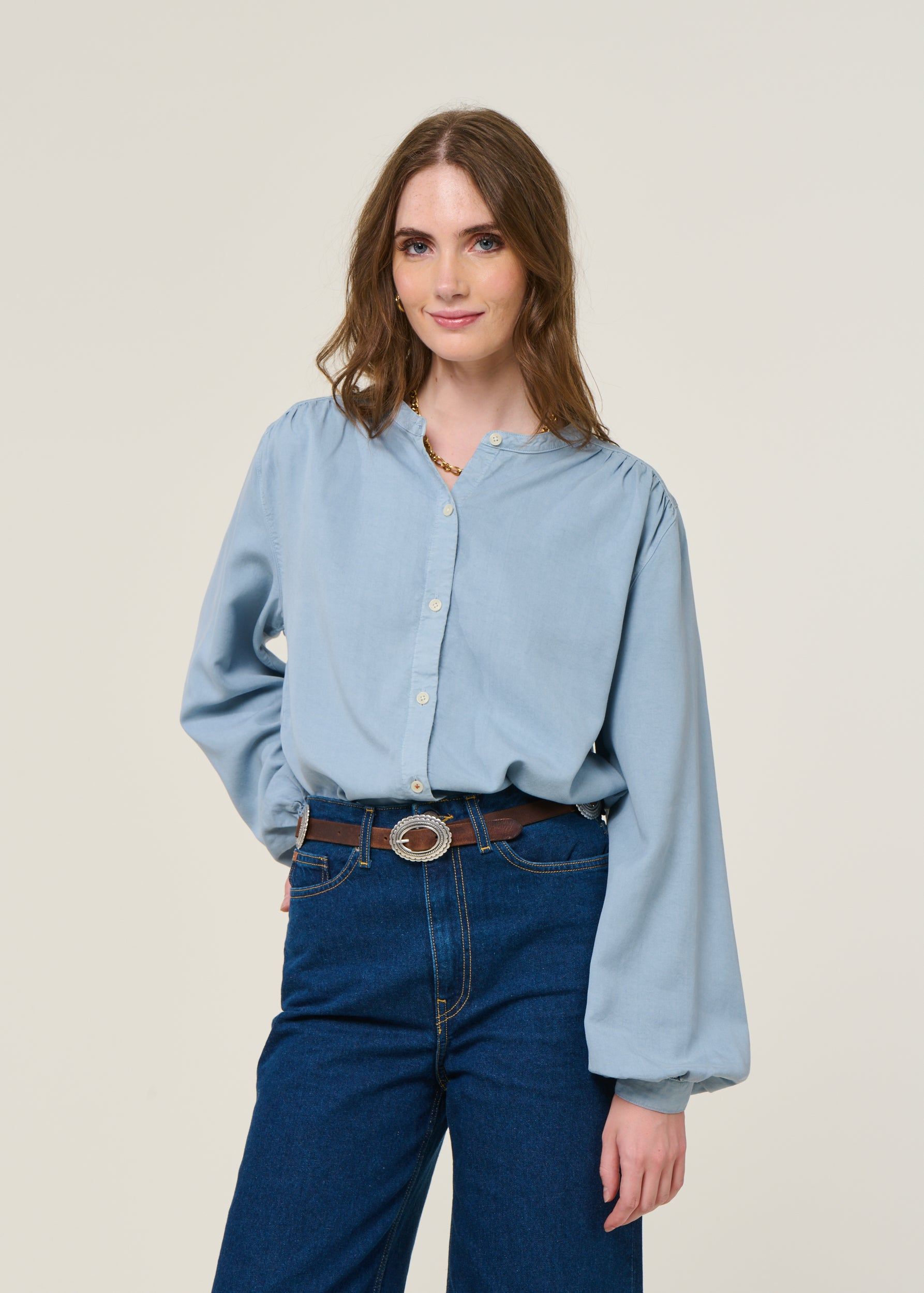 Blouse en tencel | bleu clair "evi tencel blouse - cloud blue", Kuyichi, photo 1