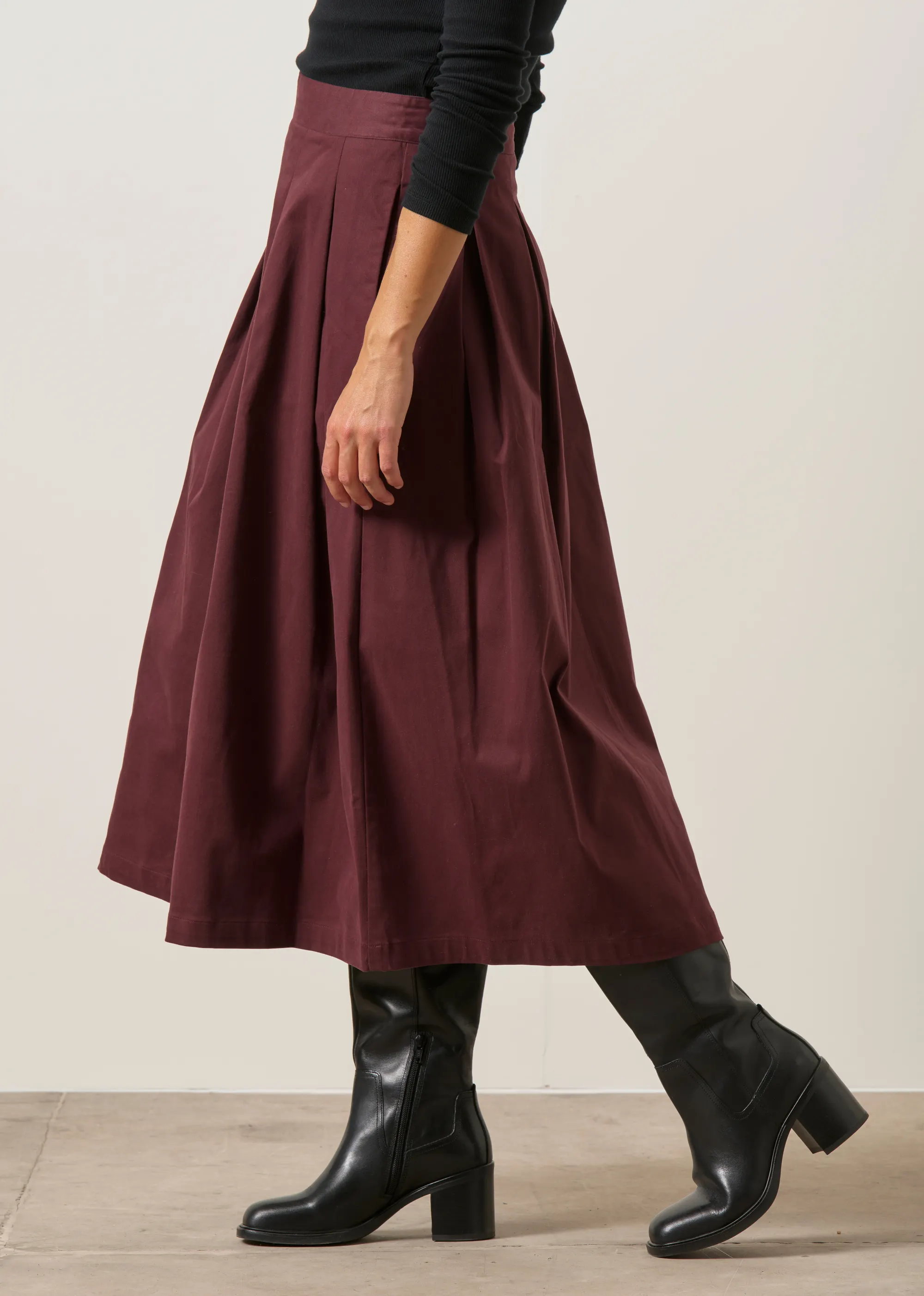 Jupe midi évasée en coton biologique | marron "eloisa - chocolat", SKFK, photo 4
