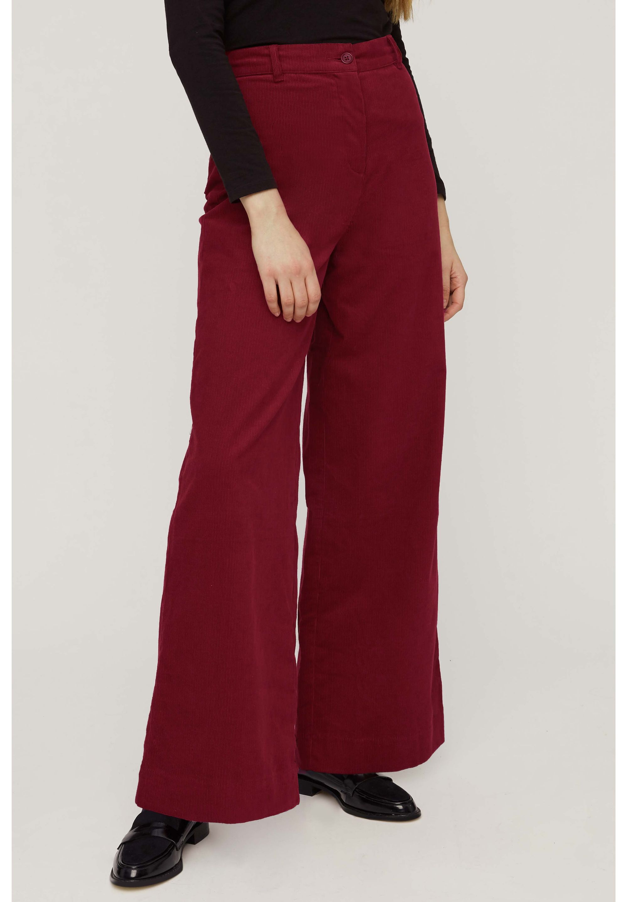 Pantalon large rouge velours en coton bio - noelle, People Tree, photo 1
