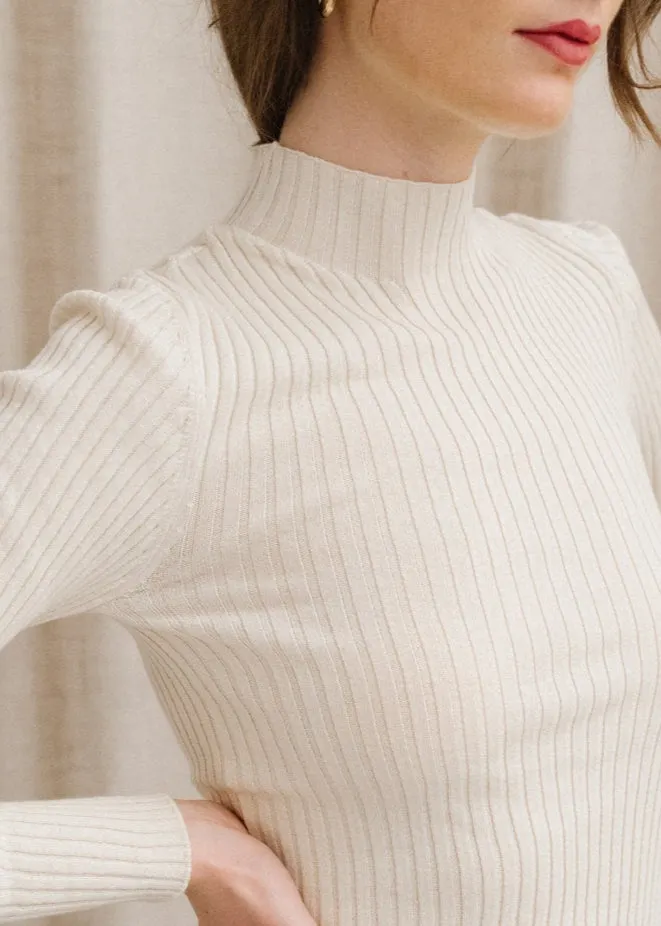 Sous-pull côtelé en coton bio | beige "alaania oatmilk", Armedangels, photo 2