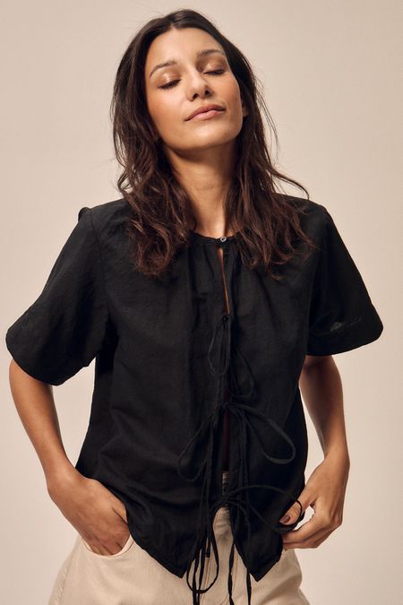 Blouse en lin | noir "rita - noir"