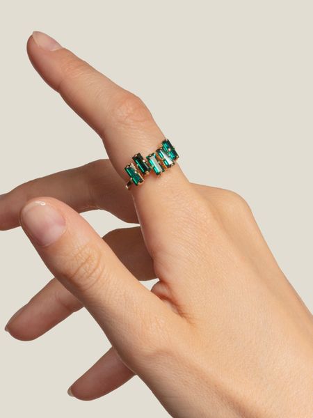 Bague en plaqué or certifié | vert "bague charles - émeraude" - April Please