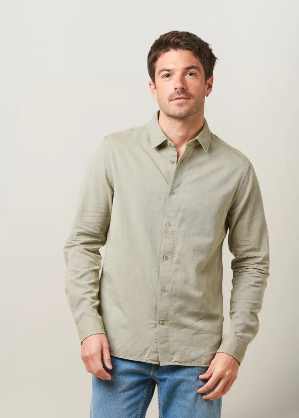 Chemise en coton biologique | vert "regular fit light twill shirt burned olive", Knowledge Cotton Apparel
