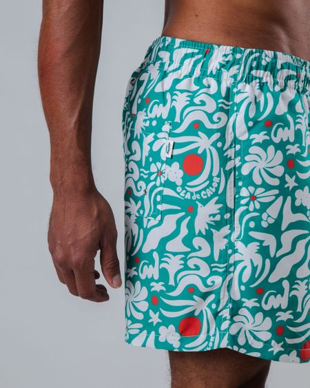 Short de bain en matière recyclée | vert "ola de calor swimwear green" - Brava Fabrics