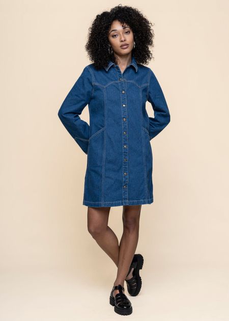 Robe denim en coton biologique | bleu "maj western denim dress - blue"