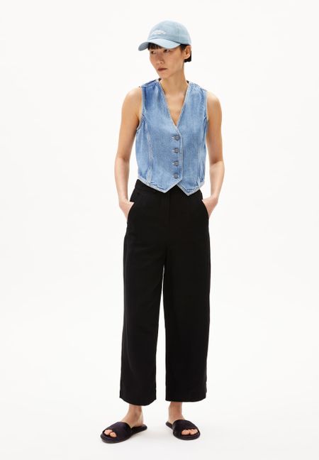 Pantalon ample en ecovero et lin | noir "caarunus lino - black" - Armedangels