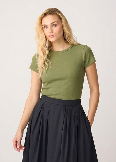 Jupe longue popeline en coton bio Organic cotton pleated skirt - black jet - Knowledge Cotton Apparel