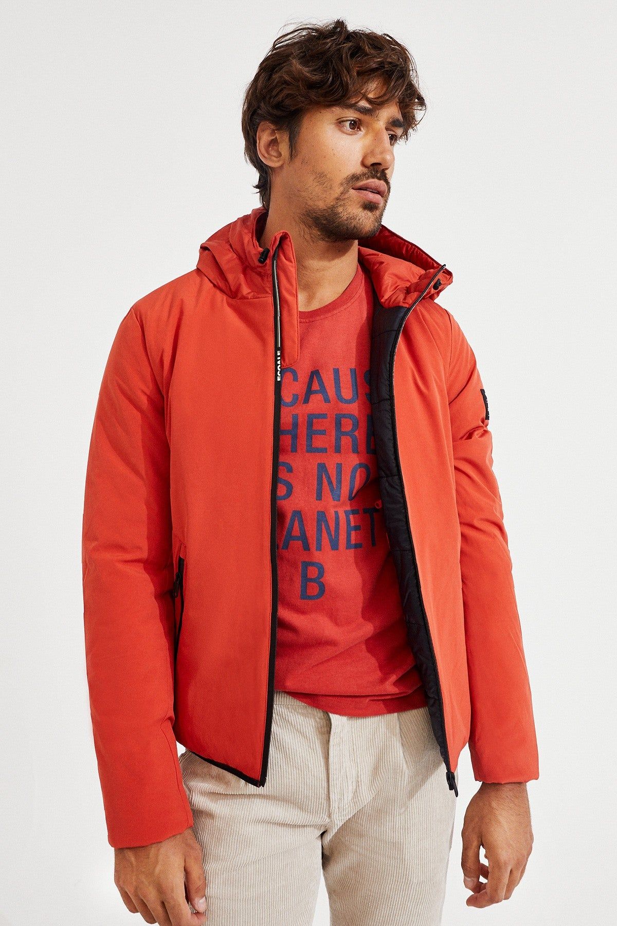 Veste imperméable orange - berna sweat tech jacket, Ecoalf, photo 1