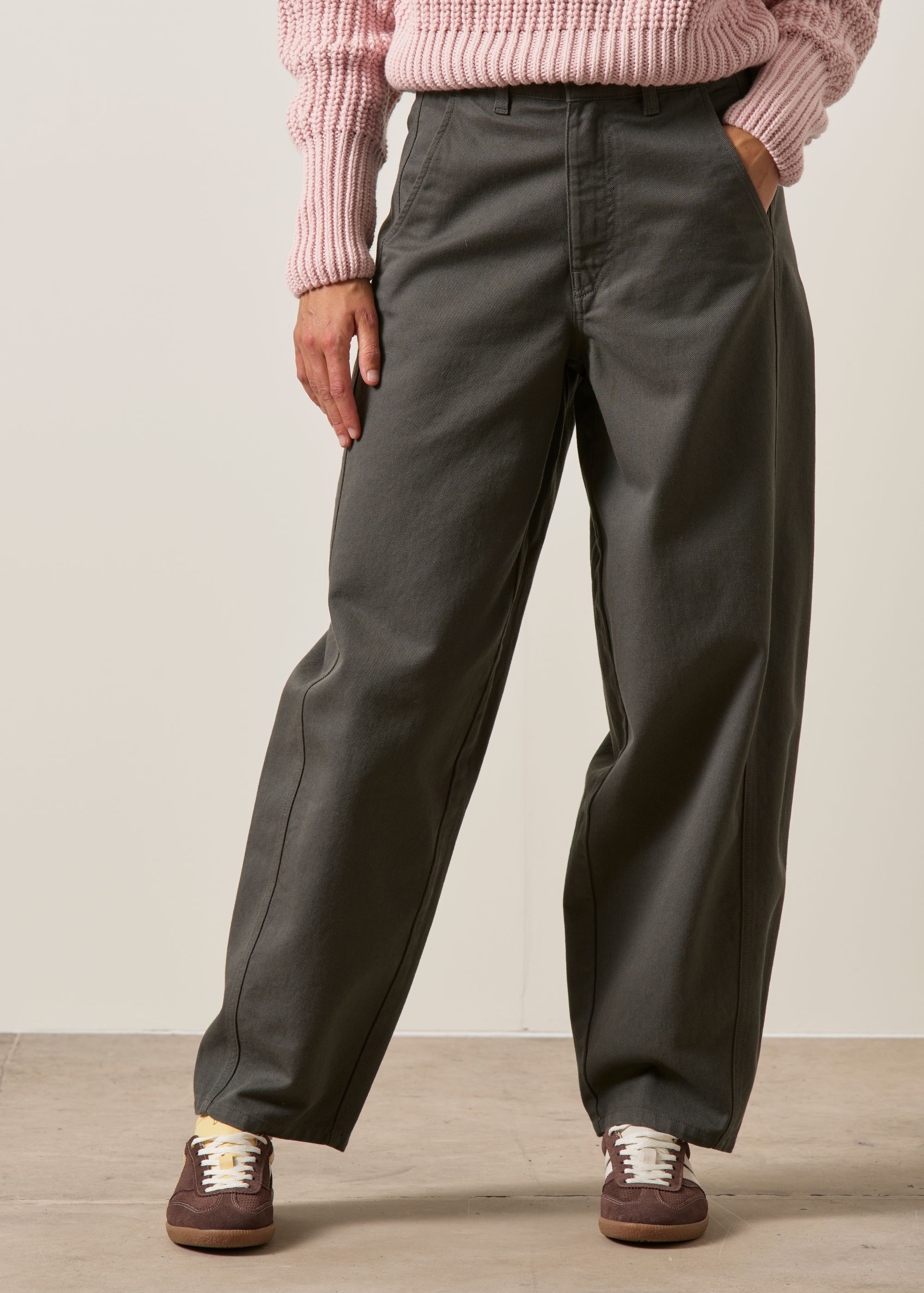 Pantalon ballon en coton bio | gris "Barrel-leg pant - washed grey", Rotholz, photo 1