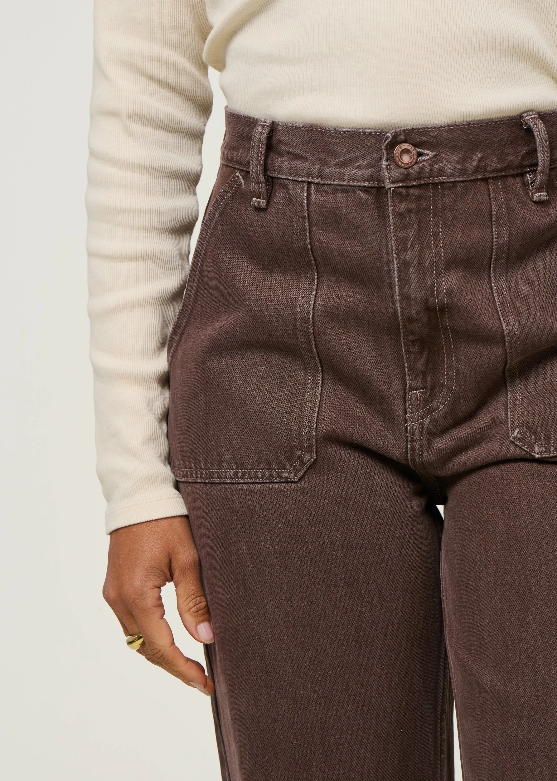 Jean droit large en coton bio | marron "asta workwear pants", Nudie Jeans, photo 2