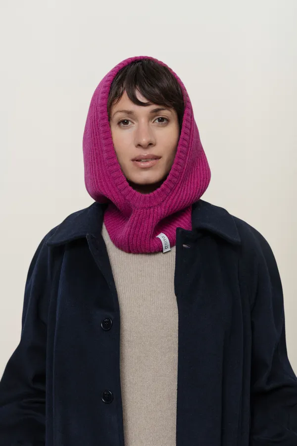 Cagoule en cachemire recyclé | rose "Marika unisex recycled cashmere balaclava - pink geranio", Rifò