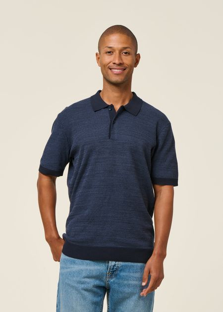Polo maille en coton bio | marine "knitted polo - night sky"