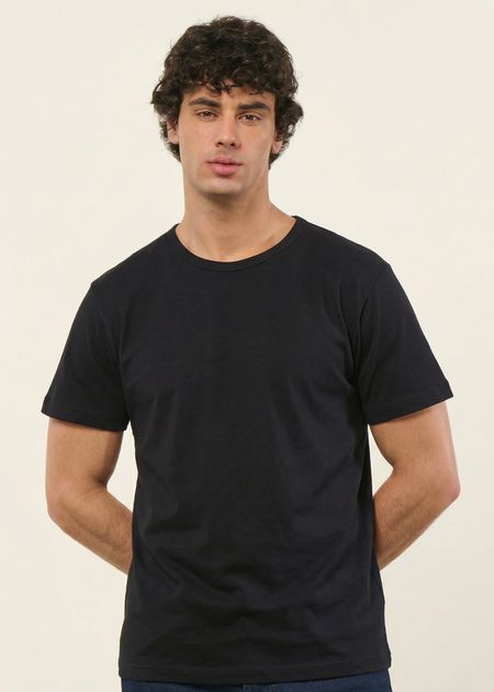 T-shirt classique en coton lin upcyclé | noir