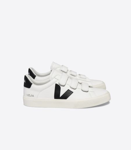 Baskets à scratchs en cuir certifié | blanc et noir "recife chromefree leather ex white black"