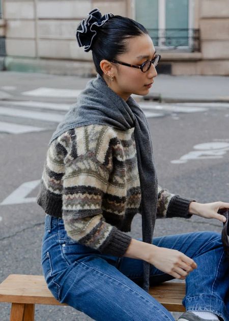 Maxi chouchou en matière upcyclée | jean - bleu - Chou²