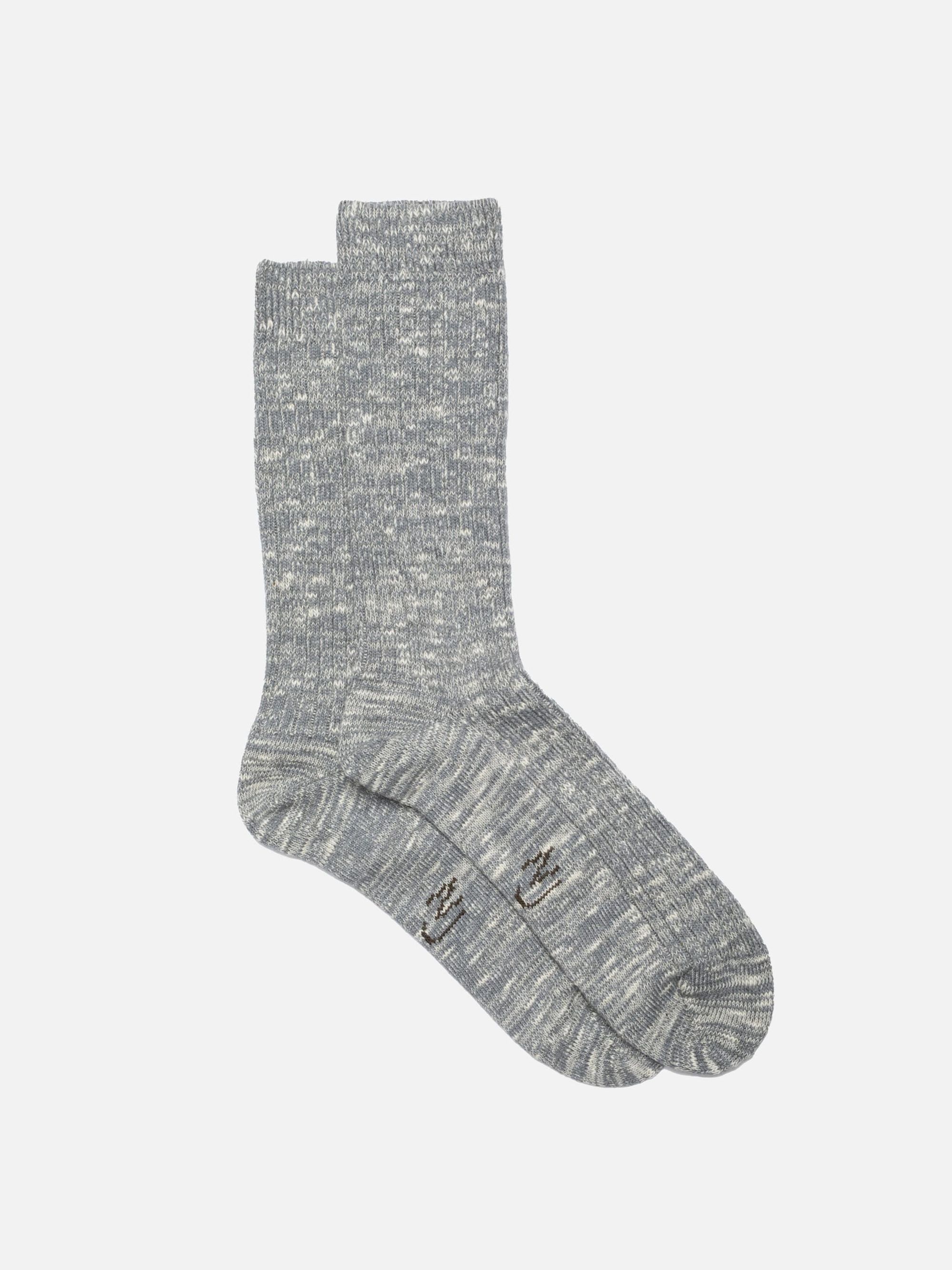 Chaussettes en coton biologique | gris "rasmusson mens rib slub sock - greymelange", Nudie Jeans, photo 1