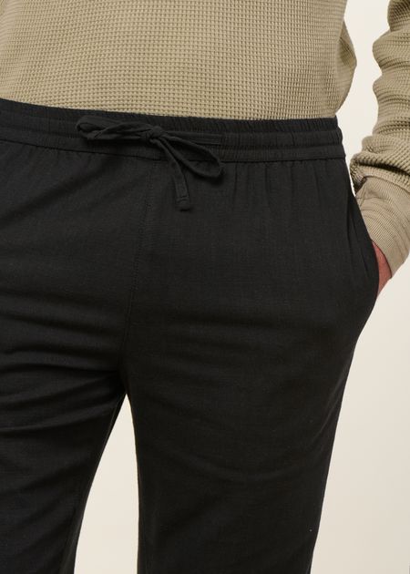 Pantalon droit en lyocell et lin bio | noir "Tim linen-mix pant vegan - black jet" - Knowledge Cotton Apparel
