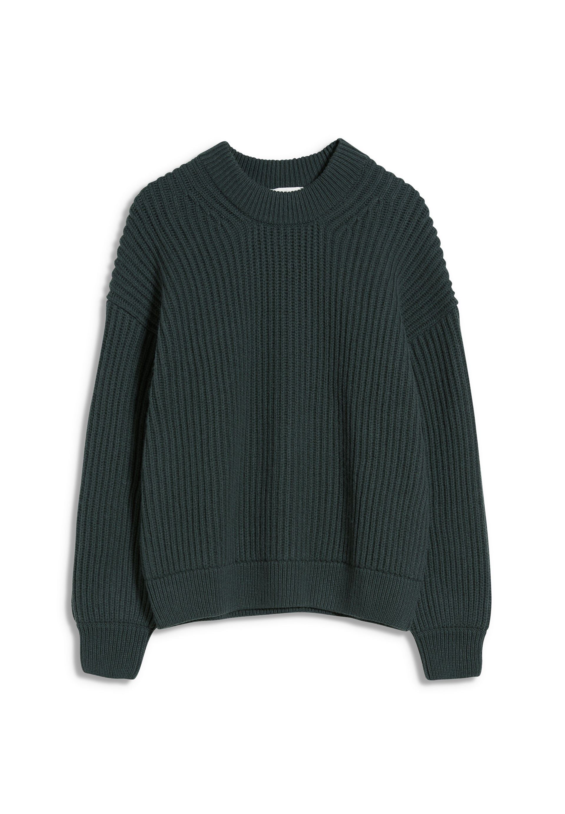 Pull vert foncé maille en laine et coton bio - hilariaa soft vintage green, Armedangels, photo 4
