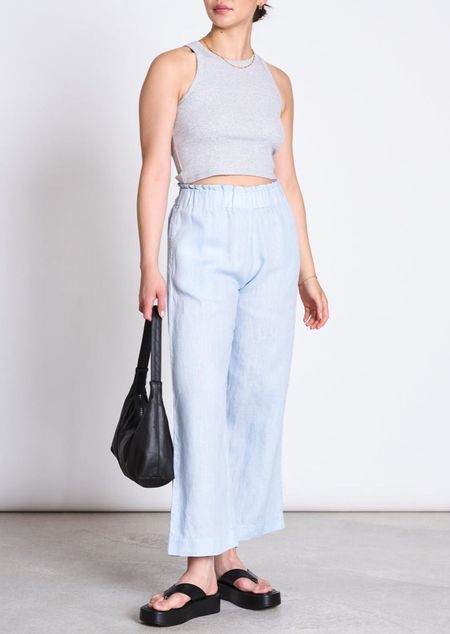 Pantalon ample en lin | bleu "beveren sky blue"