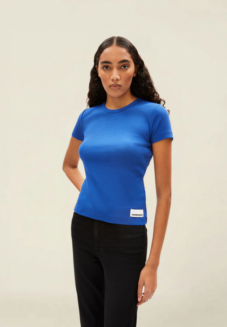 T-shirt côtelé en coton bio | bleu "kardaa dynamo blue" - Armedangels