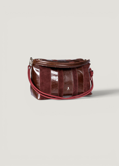 Sac à main en cuir et suède certifié | rayé bordeaux "halo stripe - acajou burgundy", Craie Studio, photo 4
