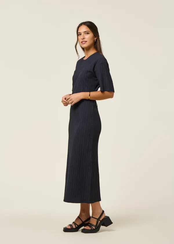 Robe longue en coton bio | marine "navy kina dress - blue", Thinking Mu