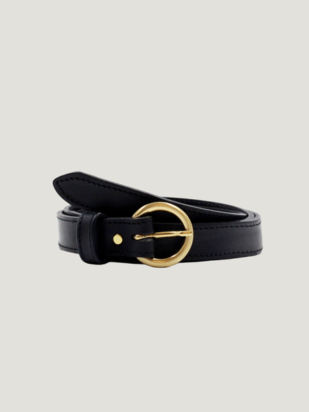 Ceinture en cuir certifié à tannage végétal | noir "boucle d'or" - Jules & Jenn