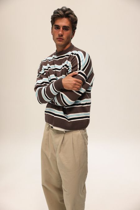 Pullover aus Bio-Baumwolle | gestreift Braun Blau "Jersey bright brown - bright-brown", NWHR, Foto 3