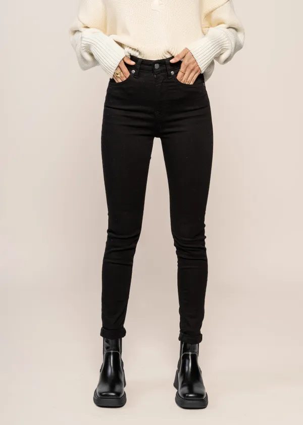 Jean slim taille haute en coton bio | noir "hightop tilde ever black", Nudie Jeans
