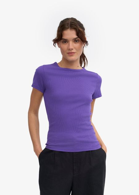 T-shirt côtelé en coton biologique | violet "organic rib ss t-shirt - ultra violet"