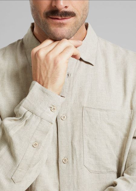 Chemise en lin | beige "Shirt rute linen ecru" - Dedicated