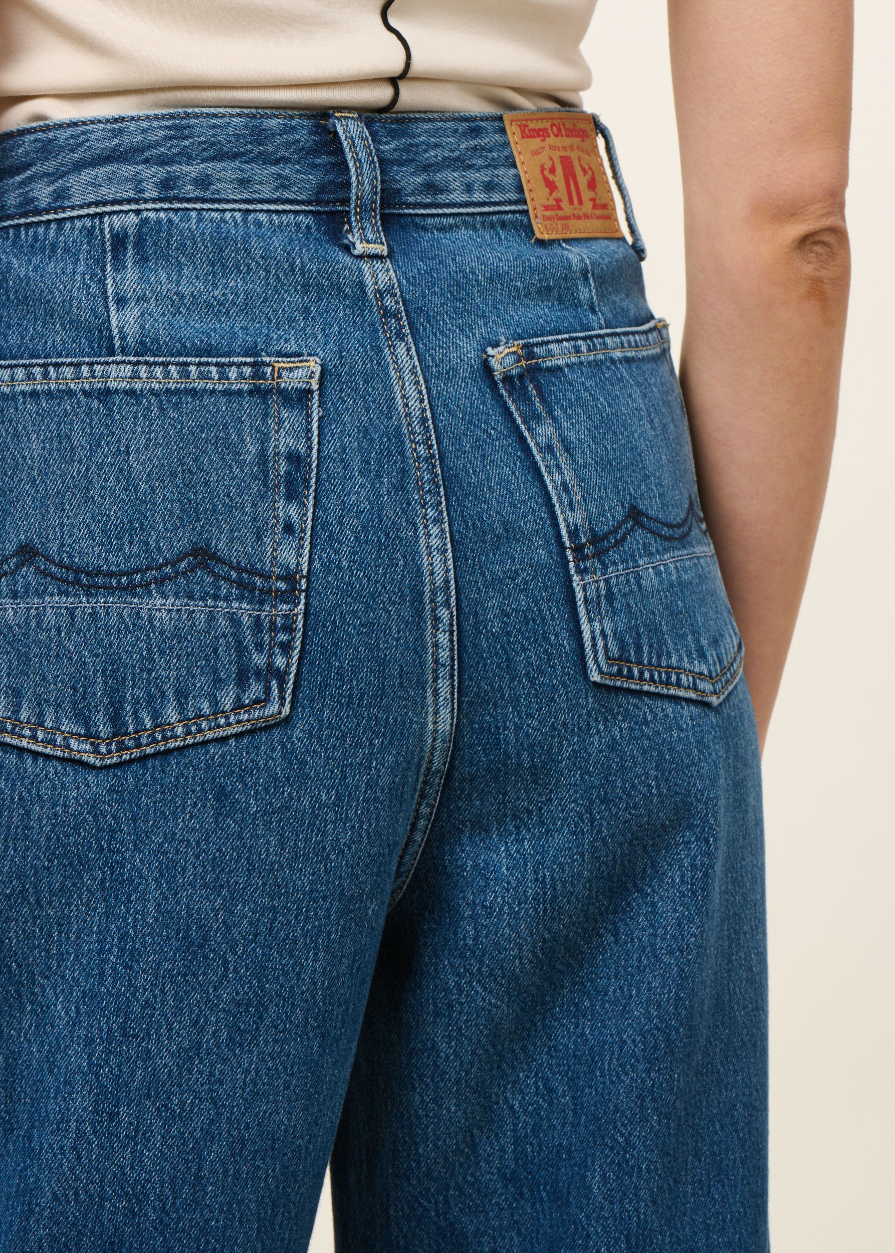 Jean ballon en coton bio et tencel | leila - lewisboro mid used, Kings of Indigo, photo 2
