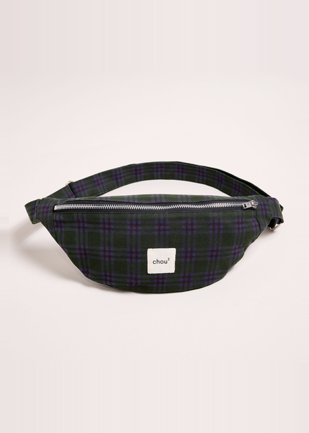 Banane en matière upcyclée |  tartan vert & violet