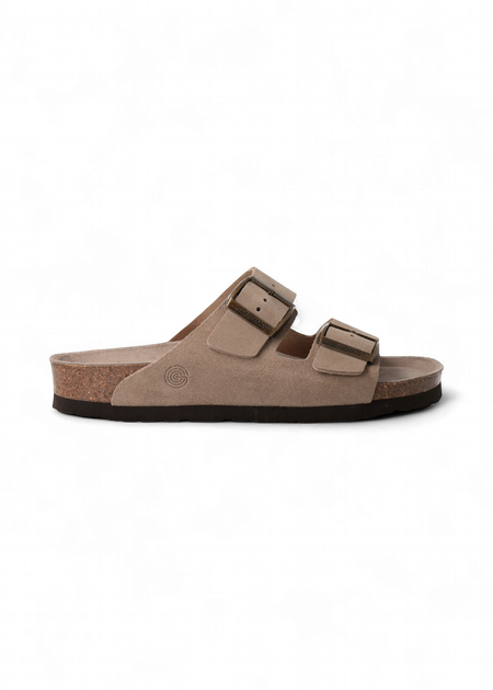 Sandales en cuir suède certifié | taupe "hawaii nubuck taupe" - Genuins